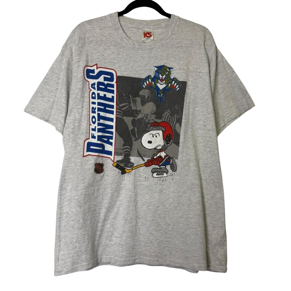 Vinage 90s Florida Panthers NHL Hockey Peanuts Snoopy T-Shirt Sz XL B1648
